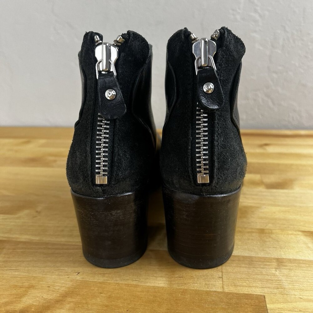 Moma Design Leather Black Ankle Boots Block Heel Made in Italy Size 37 - Picture 6 of 13